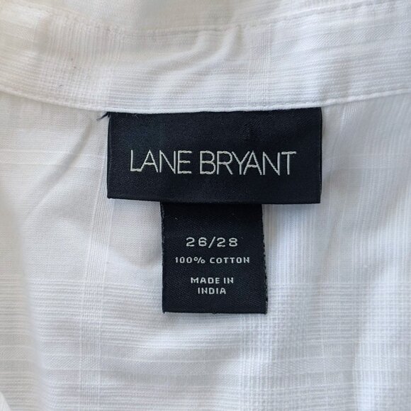 Lane Bryant Women's Shirt Dress / Tunic, White, semi-sheer fabric with pockets - Picture 8 of 13